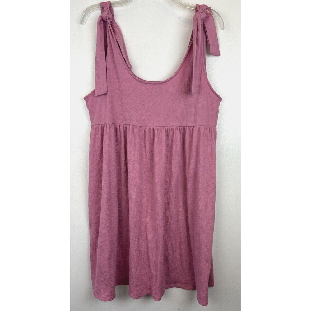 Babydoll Dress Womans XL Pink Casual Flowy Tie Boho Feminine Cottagecore